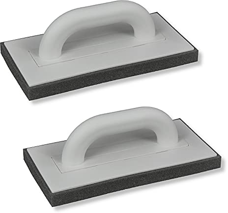 2er Set DEWEPRO® Glättscheibe - Reibebrett (PS) mit fein-poriger Schwammauflage (20mm) - 280x140mm