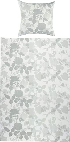 Erwin Müller Bettwäsche Edelflanell hellgrau-weiß Größe 1x 135x200 cm + 1x 80x80 cm