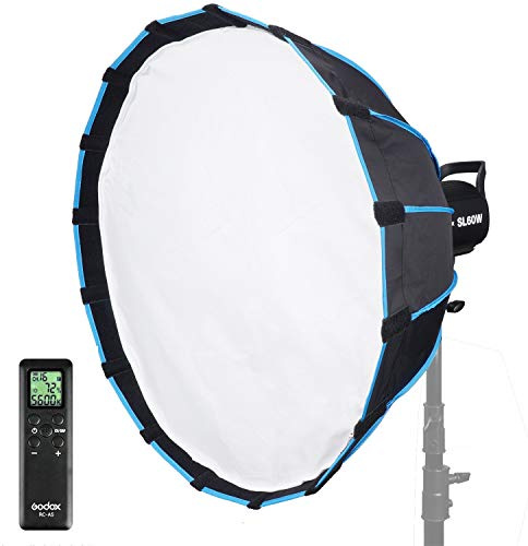 Godox SL60W Kit with Soft Box Softbox (Special Design for SL-60W) 5600K Studio Continuous LED Video Light Lamp 5600K Bowens Mount for Video Recording,Wedding,Outdoor Shooting