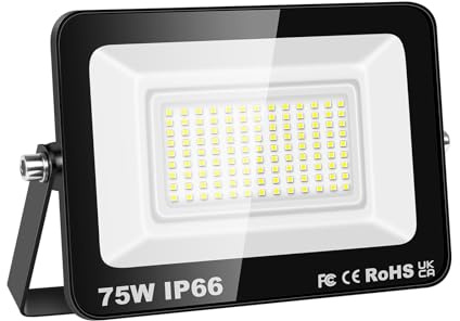 Willpower Luci di sicurezza a LED per esterni 75 W 7500LM Proiettori a LED IP66 impermeabile luce diurna bianca 6500 K 80 V-260 V luce da parete per giardino cortile patio