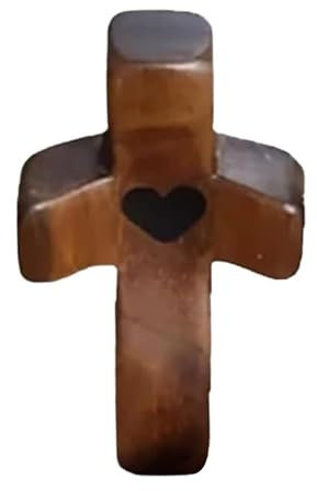 Kripyery Cross My Heart - Croce in legno di ulivo tascabile, ideale come regalo di incoraggiamento a forma di croce A