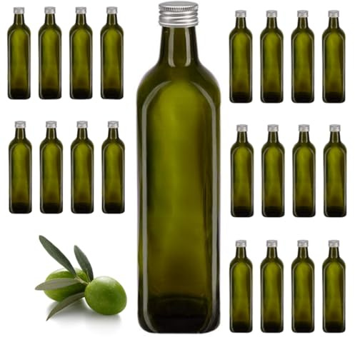 Firmadigaranzia srl 12 Bottiglie Per Olio E Liquore 750 ml - Marasca Quadre Vuote In Vetro Scuro Uvag con Dosatore Olio Salvagoccia e Tappo Ermetico - Made In Italy - Uso professionale e domestico