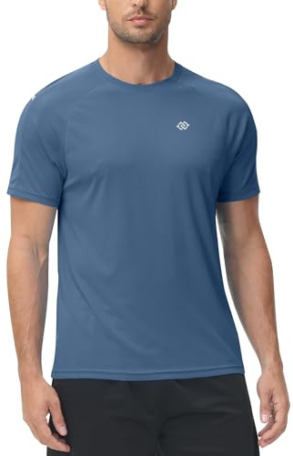 MoFiz Rashguard Anti-UV Homme Manches Courts T Shirt Séchage Rapide Surf UPF 50+ pour Natation Surf Plongée Plage Blu EU M