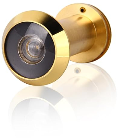 Mirilla de Puerta con Lente Súper Angular y Cubierta de Privacidad,Visor para Puertas Interiores y Exteriores,Ángulo de Visión de 220 Grados para Diámetro 14-18mm,Grosor de Puerta 35-60mm(Oro)