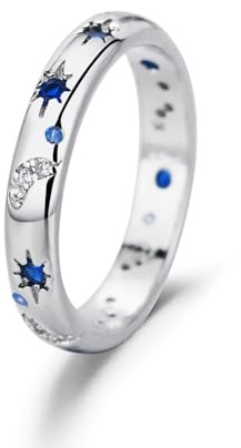APMGONT Bague éToile Et Lune, Anneau CéLeste, Bagues De Couple Soleil Et Lune, Bague En Argent 925, Anneau éToile Et Lune Avec Zircon Cubique, Bagues De Promesse D'Amitié Pour Femme Fille (52)