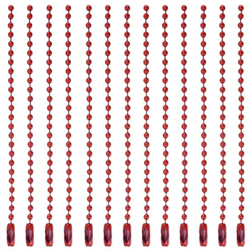 QUARKZMAN Chaînes de Collier à Perles en Métal Réglables de 4 Pouces, Chaînes de Boules de 2,4 mm/0,1 Pouce pour la Fabrication de Bijoux, Projets d'Artisanat Diy, Lot de 100 (Rouge)