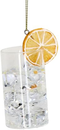 HD Collection Christbaumschmuck Glas 9cm - Gin Tonic Cocktail Figur zum Aufhängen - Weihnachtsbaum Anhänger für Weihnachten - Christbaumanhänger & Weihnachtsbaumschmuck - Cocktailglas Orange Klar