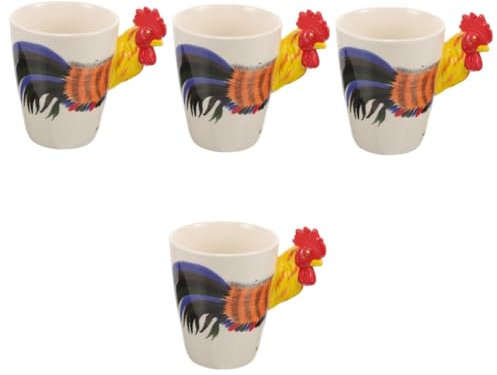 TOPBATHY 4 Stück Hahn-Kaffeetasse osterbackförmchen geschenkideen für ostern tea cup Novelty Kaffeetasse keramik becher Untertasse Stapler Die dekorative Teetassen aus Keramik 3D-Hahnbecher