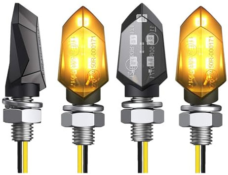 Wvxilyr 4 Pezzi Frecce LED per Moto 12V, Luci di Svolta, Motorbike indicatore, Indicatori di Direzion, Omologate per Uso Diurno e Notturno, Adatte per Moto da Strada, Scooter, ATV e Biciclette