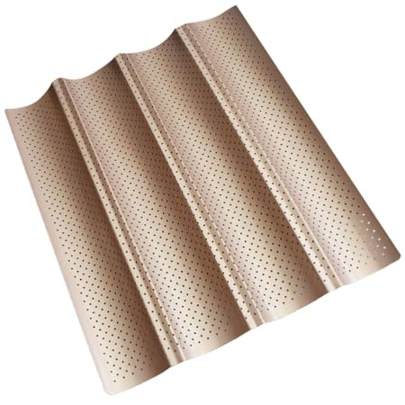 Warmhm Plaque à Baguette Perforée Antiadhésive Résistant Chaleur Moule à Cuisson pour Four Domestique Plateau Long pour Français Doré