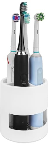 Linkidea Portaspazzolino elettrico da appoggio, 4 scomparti, in plastica, compatibile con Oral-B serie iO, Philips Sonicare ProtectiveClean, Colgate ExtraClean (bianco)