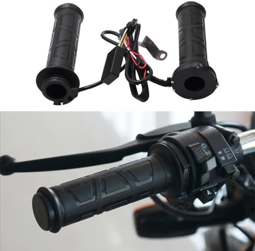 Puños calefactables para motocicleta de 12 V, 7/8 pulgadas ajustables para motocicletas, scooters y ATV, 12 W-24 W, control de 50 ° C-70 °C, color negro