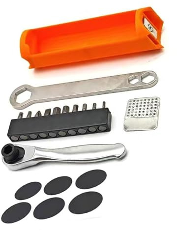 Juego de reparación de bicicletas con cajas de herramientas compactas de almacenamiento oculto, incluye llaves regulables y organizadores internos, caja de almacenamiento para marco de bicicleta