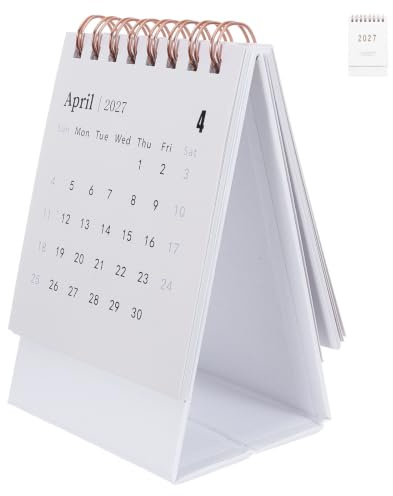 KHBUAB Mini Bordskalender Minimalistisk Spiralplanerare med Daglig Flipp och Bärbar Kalender för Skola och Mötesrum