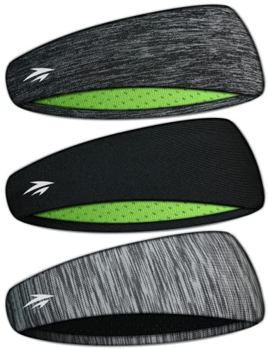 Zollen Mens Headbands 3 Packs Guys Sweatband and Sports Headband for Men for Running, Cross Training, Racquetball, Working Out