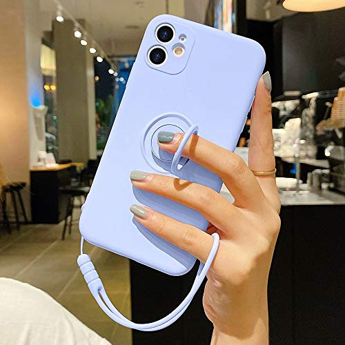 Pepmune Kompatibel mit iPhone 11 Handyhülle Silikon Case mit Ring Halter Slim Liquid Silikon Hülle mit Lanyard Silikonhülle mit innem Microfaser Tuch Case Cover für iPhone 11, Lila