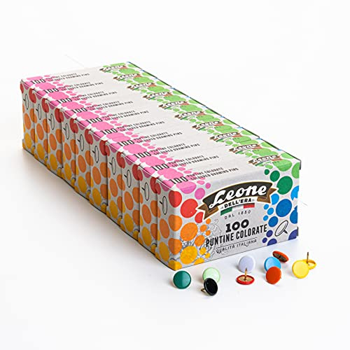 1.000 Puntine Colorate Leone Dell'Era- Stecca da 10 scatole da 100 pezzi, Mischiate