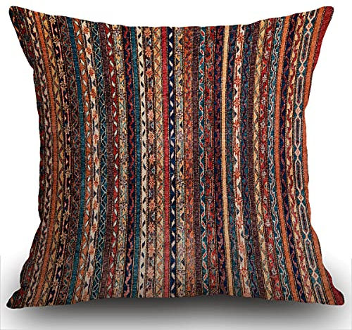 Smooffly Turkish Cushion Cover 18x18 Inch, Vintage Persian Oriental Turkish Carpet Pattern Double Sided Square Pillow Case Pillowcase Sofa Throw Pillow Cover 45x45cm
