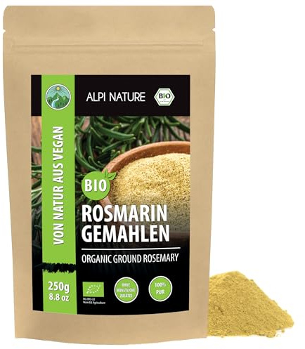 Ekologiskt rosmarinmalt (250 g), ekologiskt rosmarinpulver, rosmarin från kontrollerad ekologisk odling, rosmarin 100% ren och naturlig