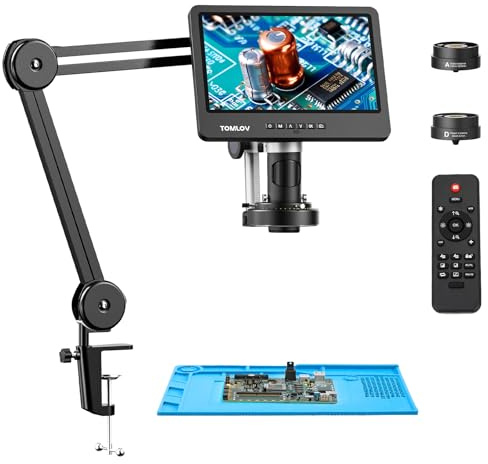 TOMLOV DM602 Flex 3 Lens HDMI Digital Soldering Microscope, Flexible Arm
