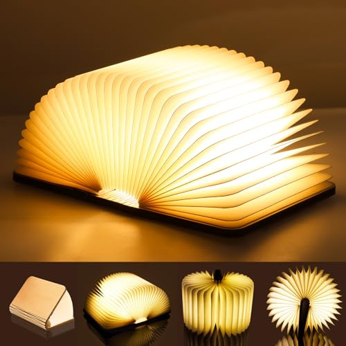 Luthando Lampada da libro a LED, lampada da libro, lampada pieghevole per libri, illuminazione d'atmosfera a LED, lampada da comodino ricaricabile USB per bambini, fidanzata, regalo, decorazione per
