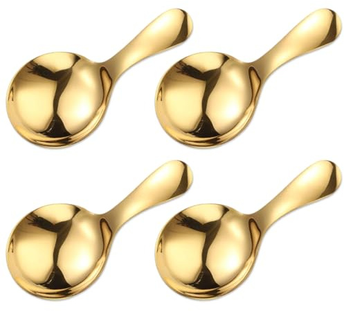 Mini Scoop Spoons 4PCS，Mini Scoops for Candy Small Scoops for Canisters Sugar Spoon Gold Ice Cream Scoop for Small Coffee Scoops for Candy Buffet Condiments Dessert(Gold)