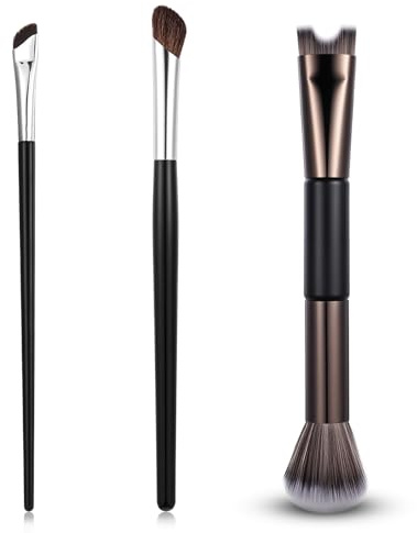 3 Pcs Sculpting Dual-End Nose Brush, 2-in-1 Nose Contour Brush Angled Makeup Brushes Blush Brushes for Sculpting and Defining Contour