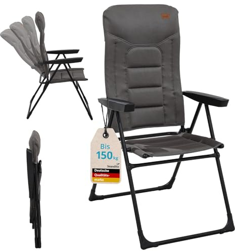 skandika Silla con Respaldo Alto Kvist | Silla de Camping Plegable, Individual/Juego de 2, Silla de Aluminio y Acero, Respaldo Ajustable en 4 Posiciones, Capacidad de Carga de 150 kg (Individual)