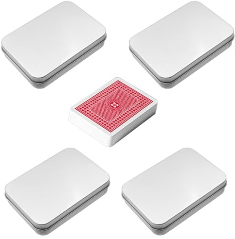 4 Scatole Metallo, Custodia Carte e Porta Carte da Gioco, Scatola Robusta per Cartoline e Scatola di Carte da Gioco, con Coperchio (10x7x2cm)