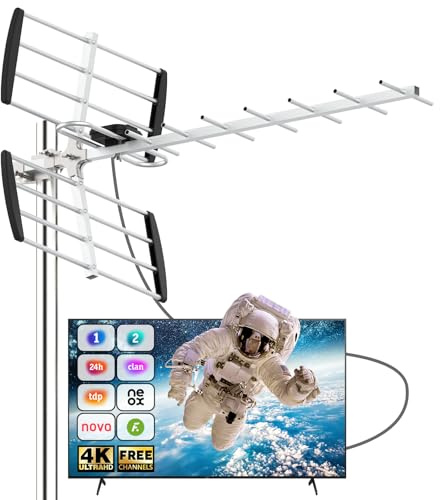 Antena TDT Exterior para TV – Recepción 360° Compatible con Smart TV y DVB-T2 – Resolución 4K/HD – Impermeable y Resistente – Cable Coaxial de 10 m Incluido