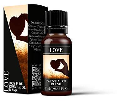 Mystix London | Love Essential Oil Blend 10ml | Geranium | Grapefruit | Sandalwood | Tangerine | Ylang Ylang | Aromatherapy Oil | Floral Citrus Fragrance | for Diffusers & Massage | Vegan, GMO Free