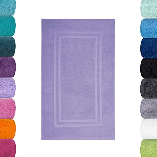 Lavea Badematte, Badteppich, Duschvorleger, Fliederlila, 50 x 80 cm Premium Frotteeserie Bali | GOTS Zertifiziert, 100% Bio Baumwolle