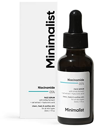 Minimalist Gesichtsserum mit 5% Niacinamid für klare, strahlende Haut | Für Damen & Herren, 30 ml| Day & Night Serum für trockene & empfindliche Haut, schwarz, 30 ml (1er Pack)