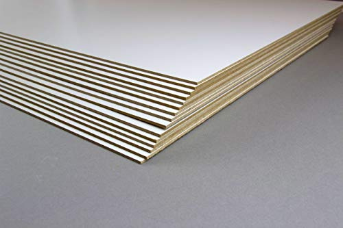 5 Stück Zuschnitte MDF Holzwerkstoff Platten Einseitig Weiß lackiert 50x75 cm 2,5 mm stark 75x50 cm Format passgenau in mm 500 x 750