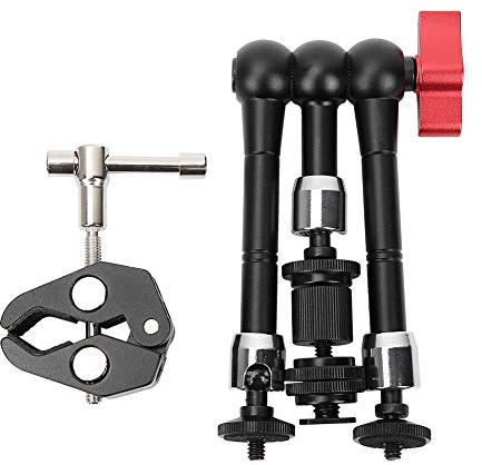 Braccio Magico con Morsetto per Fotocamere Reflex, Monitor Microfono, Stabilizzatore di Attrito Articolato da 11 Pollici Dotato di Testa a Sfera a 360°, Vite da 1/4 di Pollice e