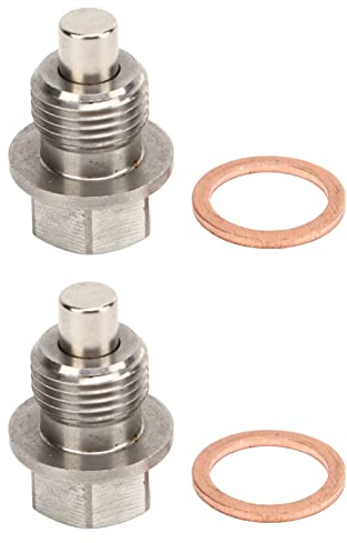 2 Stück Magnetische Ölablassschraube M14 x 1,25 mm DP015 Edelstahl Auto Magnetisch Ölwannenwanne mit Dichtungen, Universell Ölschraube für Ersatz Zubehör
