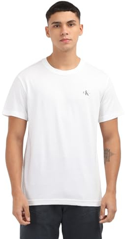 Calvin Klein T-Shirt Maniche Corte Uomo Confezione da 2 Monologo Scollo Rotondo, Bianco (Bright White/Bright White), M