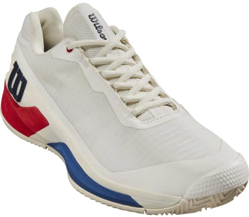 Wilson Uomini Rush PRO 4.0 Clay Scarpe da Tennis Scarpa per Terra Rossa Bianco - Rosso 48