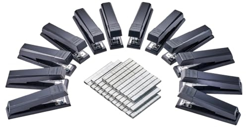Bostitch Office Stapler, No-Jam Premium for Desktop, Includes 1,250 Staples, Full-Strip, 25 Sheet Capacity, Black, Pack of 12