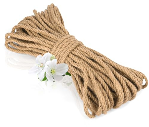 vsshe Naturligt jutesep, 50 m flätat jute, trädgårdsrep för katt, klösrep, trädgårdsarbete, camping, dekoration, presentförpackning och hantverksdekoration (brun)