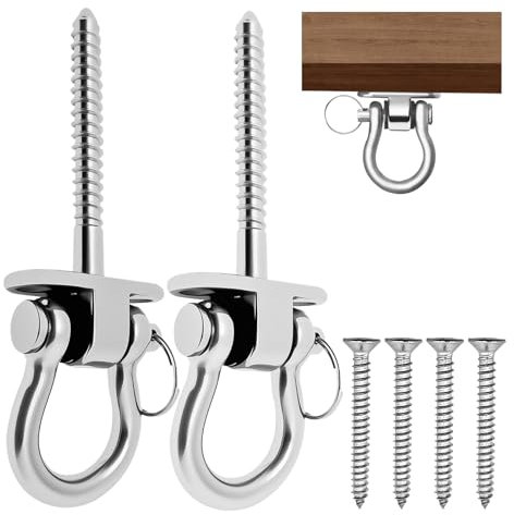 DAOOZHU 2 robusti Ganci per altalene girevoli a 180°in Acciaio Inox, Ganci a soffitto per carichi Pesanti con capacità di carico di 500 kg,per altalene,sedie sospese e Sacchi di Sabbia