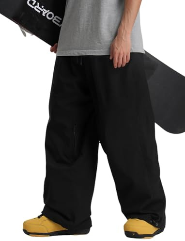 GSOU SNOW Men Snowboard Pants Baggy Women Snow Pants Ski Loose Waterproof Windproof Warm for Winter Black