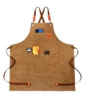Rieoany Grembiule in Tela, Grembiule da Lavoro Rinforzato con Spalline Regolabili e 3 Tasche, Ideale per Cuochi, Camerieri e Artisti, Unisex, Color Cachi