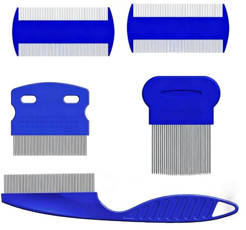 5 Pcs Lice Comb, Double Sided Nit Combs, Stainless Steel Tooth Comb, Lice Removal Combs
