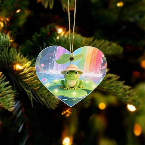 Frog on Giant Lily Acrylic Christmas Ornaments - Love Christmas Tree Decorations Ornament, Winter Holiday Keepsake Pendant for Fireplace, Mantel, Wreath Holiday Party Decor