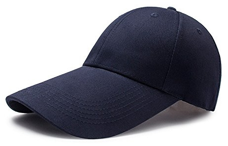 JinweiS 1 gorra de béisbol ajustable de color sólido para hombres y mujeres con ala extra larga de 11 cm y correa diagonal (azul oscuro)
