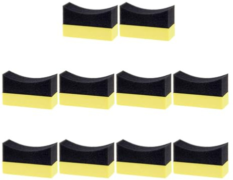 Abaodam Lot de 10 Éponges de Nettoyage pour Voiture Applicateurs de Cire Brillance pour Pneus Mousse Résistante et Réutilisable pour Entretien Carrosserie et Intérieur Auto