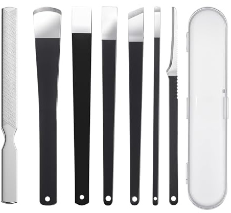 MYLMAC 7 Pcs Professional Pedicure Tools for Feet, Stainless Steel Ingrown Toenail Removal Blade Kit with File, Toe Nail Knife Set for Men Women,Corn and Rasp Callus Remover Foot Scraper for Dead Skin