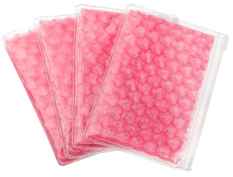 PATIKIL Lot de 4 sacs à bulles transparents (15,2 x 10,2 cm, rose rouge) - Pochettes d'emballage légères et économiques en forme de cœur avec fermeture éclair - Pour envoi/emballage/rangement