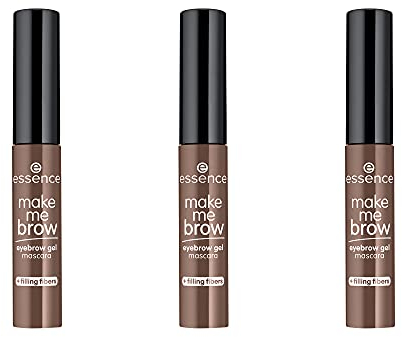 essence make me BROW eyebrow gel mascara, Augenbrauengel, Nr. 02, Braun, vegan, ohne Mikroplastikpartikel, Nanopartikel frei, ohne Parfüm, 3er Pack (3x3.8ml)